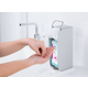 Hand disinfection at disinfectant dispenser Hand disinfection at disinfectant dispenser