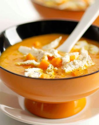 Recettes de soupes : Velouté de potiron aux écailles de fromage