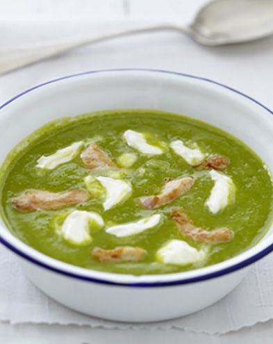 Recettes de soupes : Velouté de petits pois au poulet et fromage frais