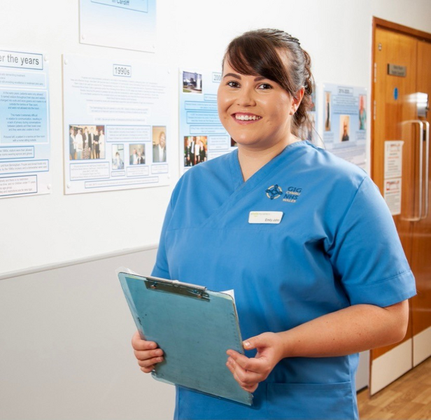 Photo of a nurse holding a clipboard