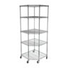 Seville 5-Tier Corrosion-Resistant Durable Stainless Steel Wheeled Storage Shelf Silver