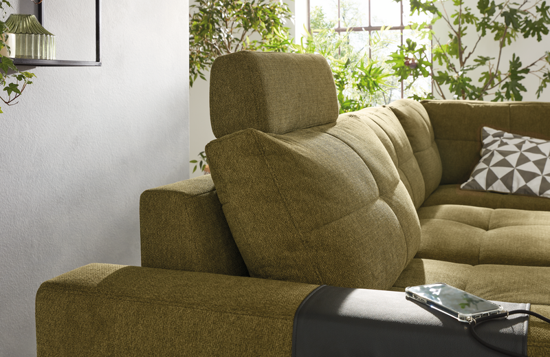 Sofa Wayne Detail von Ecksofa Wayne mit losem Rückenkissen und Sitztiefenverstellung