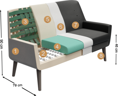 lobby furniture Bondo lobby furniture Bondo | structure cross-section overview with height, depth and seat height