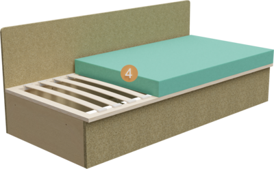 sofa bed Selesta | structure cross-section of frame, seat structure and upholstery