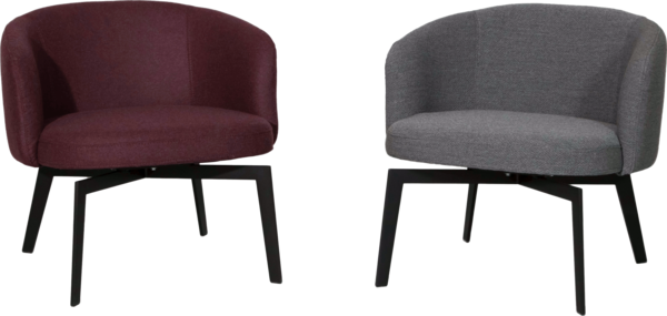 Club chair Blora Blora club chair with black metal feet in gray and red | front view