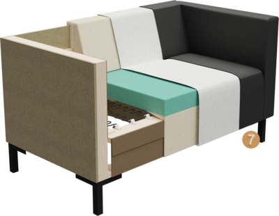 club furniture Blisa | structure cross-section of frame, seat structure, backrest, upholstery, fine upholstery, cover and feet