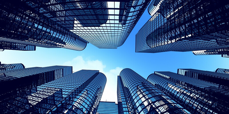 Business-towers-fisheye-lens-effect