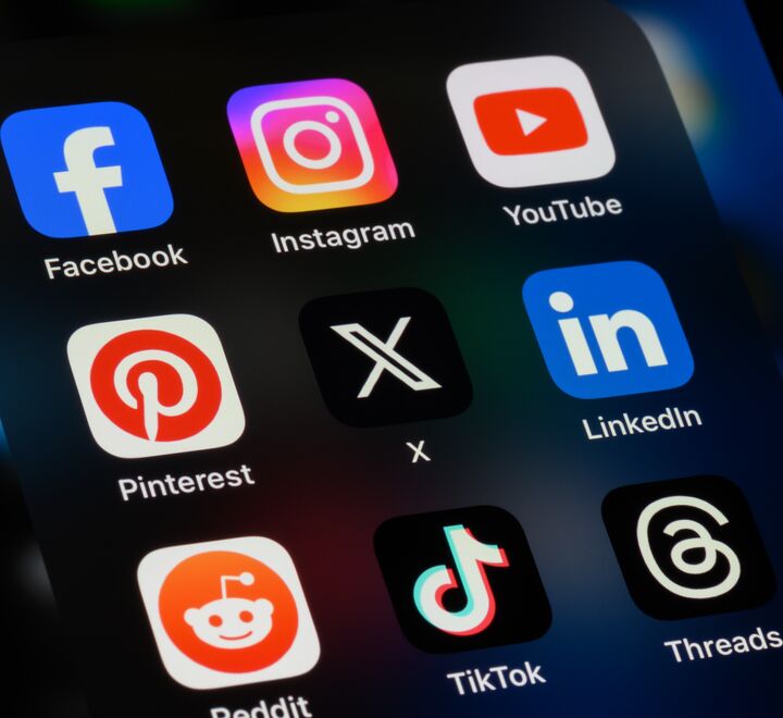 Social media apps on a phone