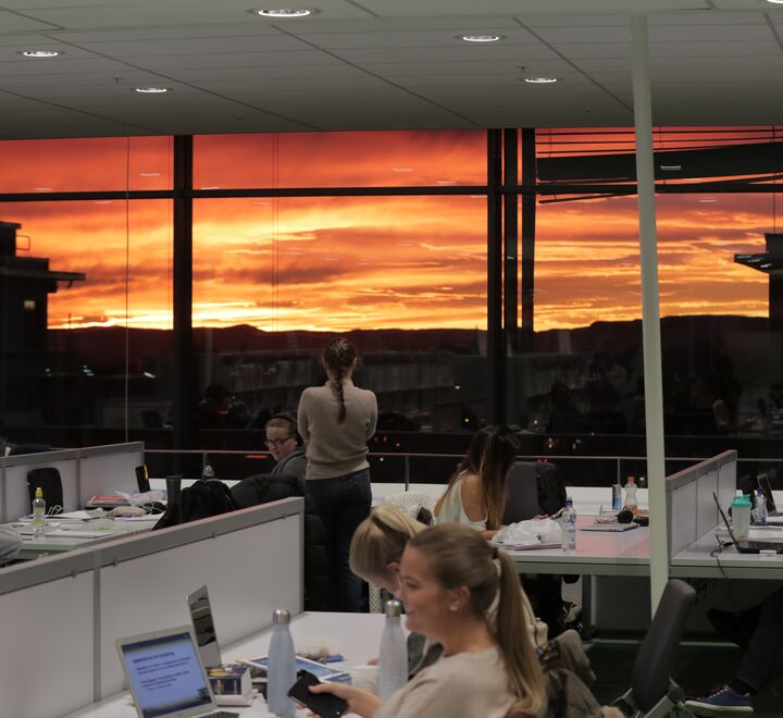 Office building in the sunset