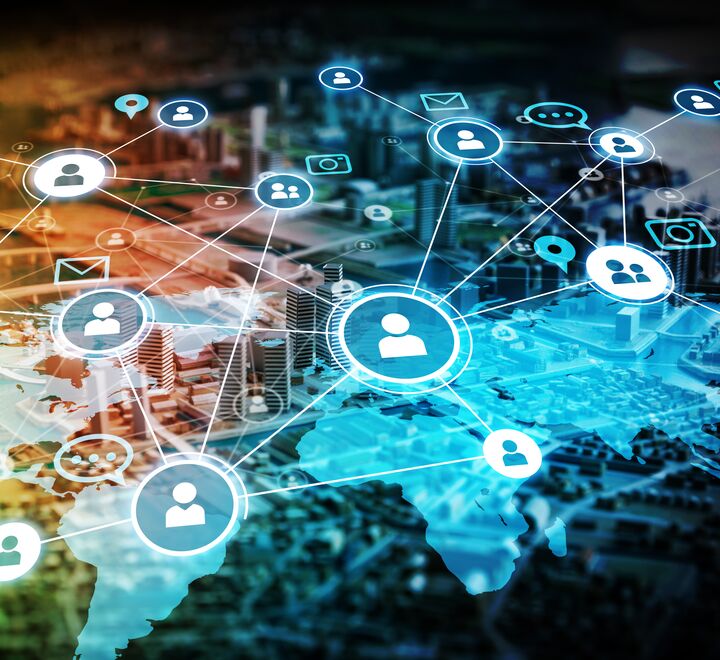 Digital map with different social media buttons