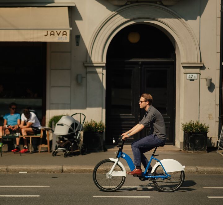 A man on a city bike