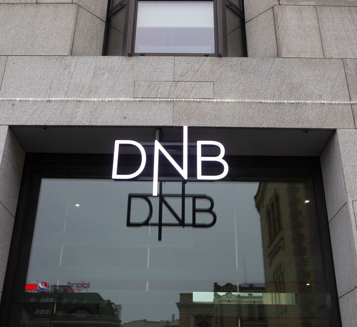 Outside Norwegian bank DNB's offices on Karl Johan in Oslo.