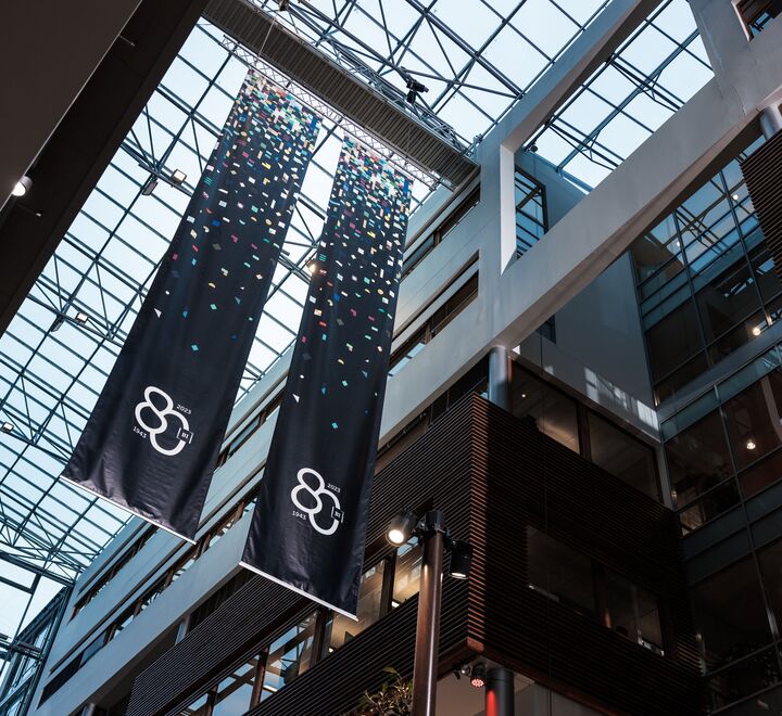 Bannere for "BI 80 år"