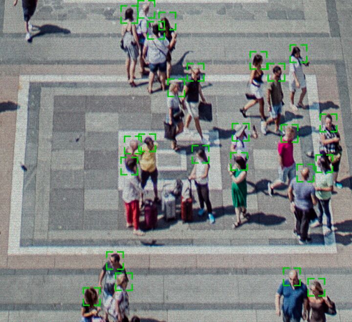 AI facial recognition in public square
