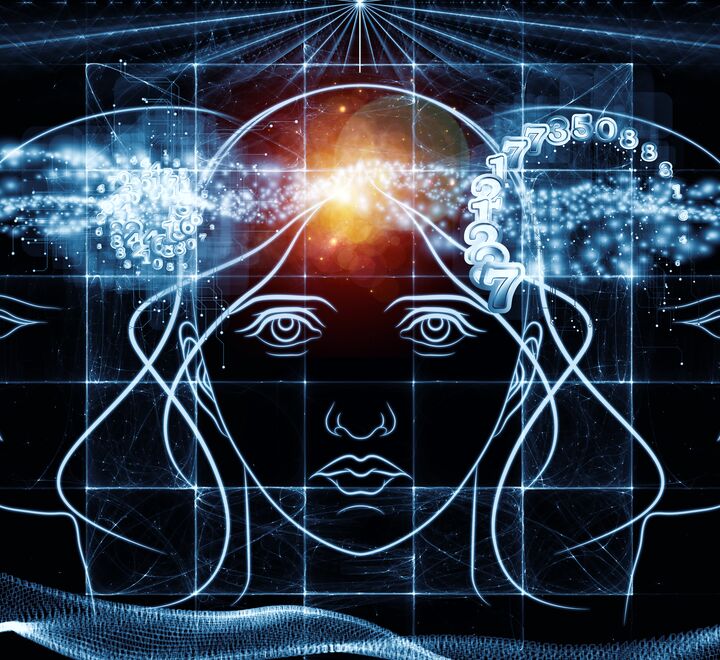 Illustration of a face with a lightning on the brain