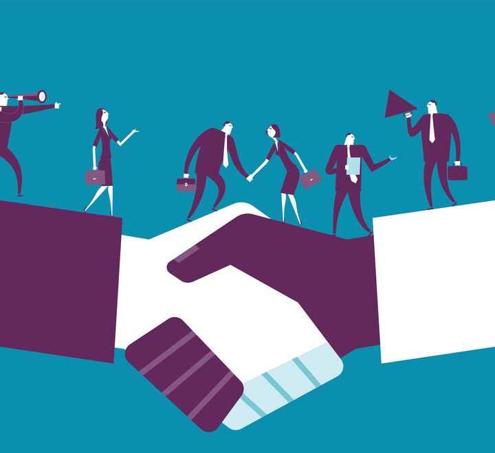 Illustration of a handshake between two people
