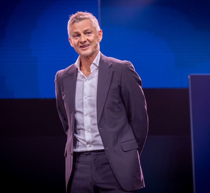 Tidligere fotballspiller og trener Ole Gunnar Solskjær snakker om talent management under Oslo Business Forum