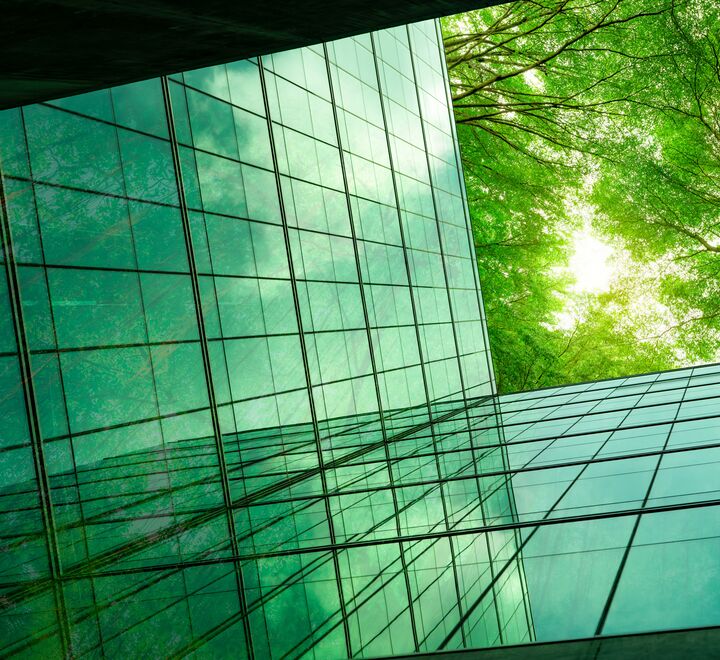 Green glass building