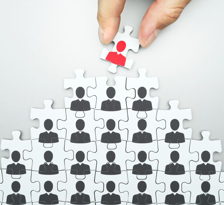 Hierarchy puzzle with leader on top