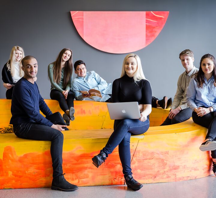 Group of students sitting together at campus Bergen