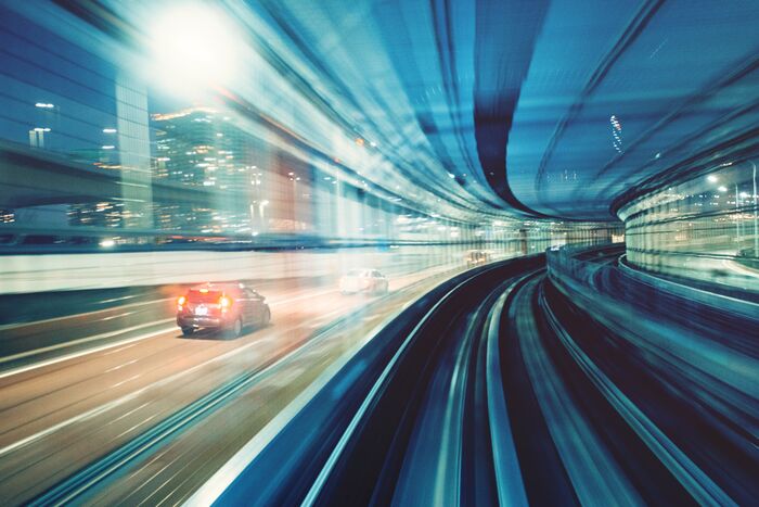 Railway blurred motion with cars