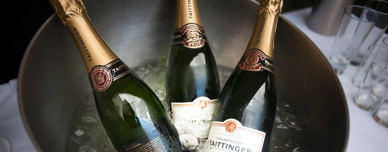 Champagne Bottles at a Wedding at the Royal Festival Hall Champagne Bottles in an ice bucket at a Wedding in the Royal Festival Hall