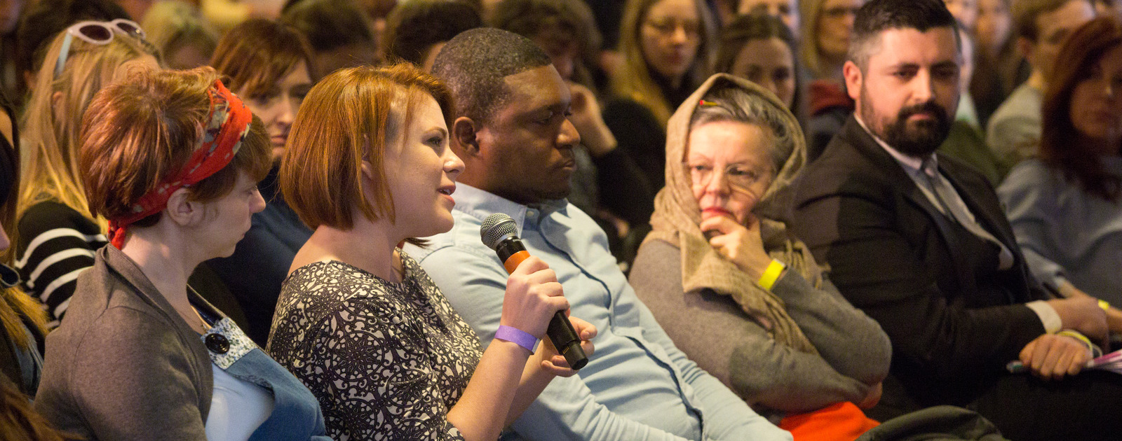 WOW Saturday Pass credit Belinda Lawley Audience member speaking at WOW Saturday Event