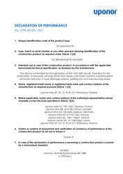 Declaration of Performance (DoP) for Uponor Oil Separators