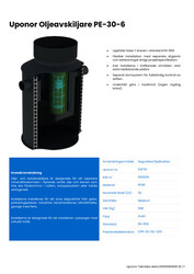 Tekniska Data Uponor Oljeavskiljare PE-30-6 (SE)