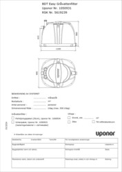 Uponor BDT Easy gravattenfilter, typedrawing (SE)