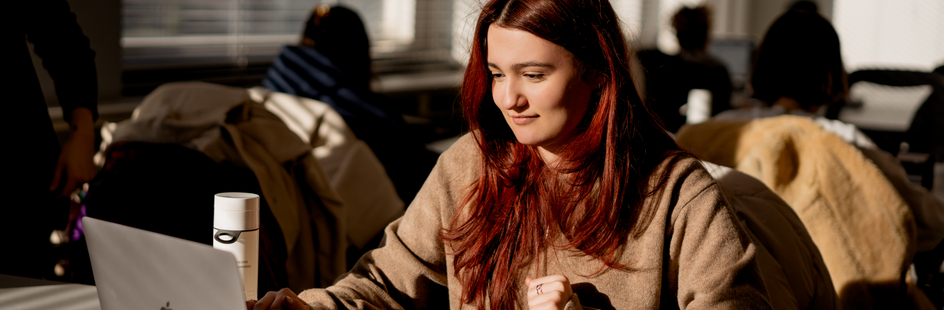 Student behind the computer
