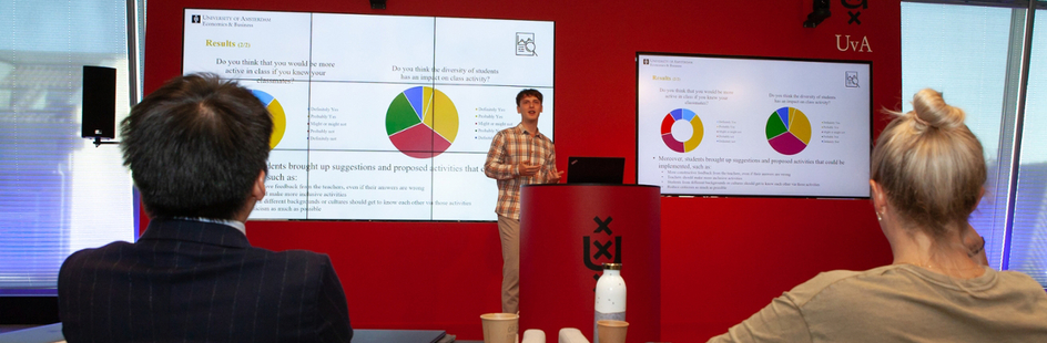 Student gives presentation