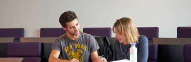 Two guys studying together
