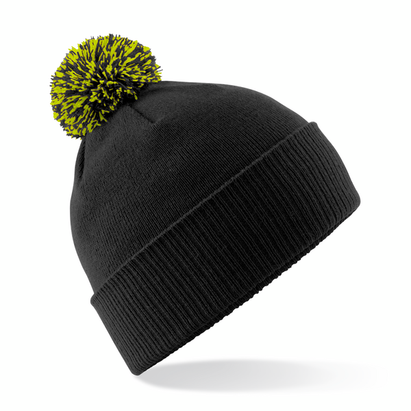 Beechfield B450 Black/Lime Green turn-up Beechfield B450 Black/Lime Green turn-up