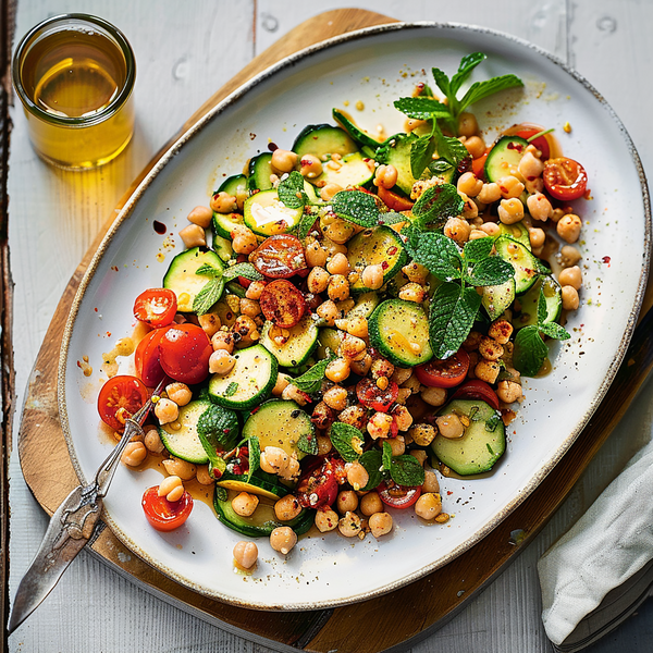 Grilled zucchini salad mint, chickpeas & sweet pepper - Salade de courgettes menthe, pois chiches & poivrons.tif