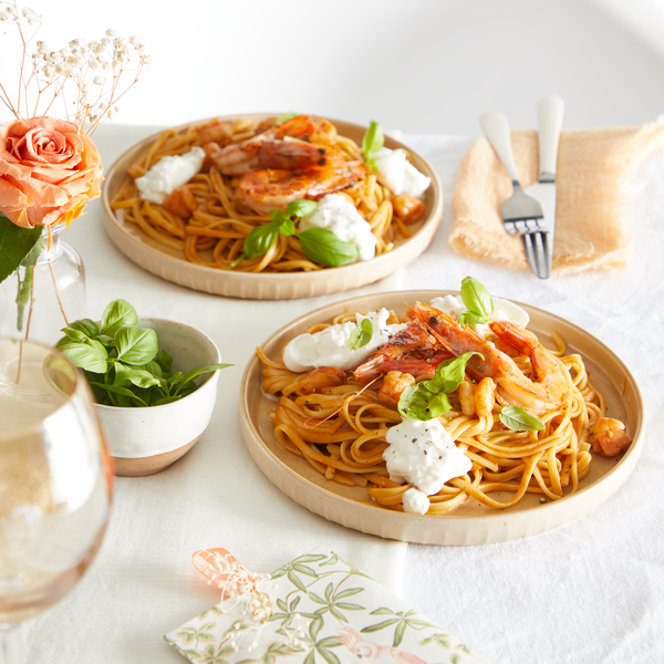 Linguinine con crema di scampi, burrata_Linguinine crevettes burrata_1-1