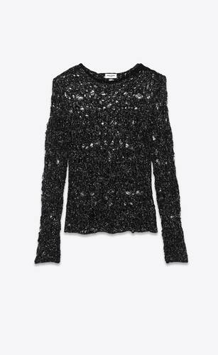 pull en maille déjauchée effet toile d’araignée en strass