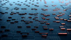 3d illustration. Blockchain network concept , Distributed register technology , Block chain text and computer connection with blue background. Block chain network.