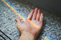 Rainbow reflected from a mirror