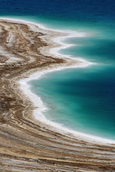 landscape of the Dead Sea, failures of the soil, illustrating an environmental catastrophe on the Dead Sea, Israel