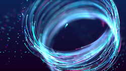 3D Abstract blue and purple particles vortex design. Digital light glow particle tornado background. Seamless looping animation.