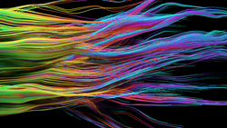 Blue Lines background waving to connecting. Wires that connect to communicate. Networks in motion. 3d illustration