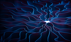 3D illustration. Concept of artificial neuron. The dendrite of an axon, slender projection of a nerve cell.