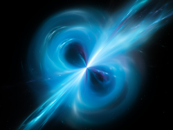 Blue glowing electromagnetic field in space, computer generated abstract background, 3D rendering