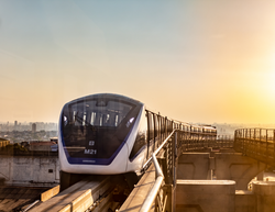 Monorail of the city of São Paulo with panoramic views at sunset