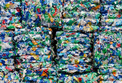 picture of recycled plastic pressed to bales