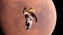 peer reviewed scientific journals research 3d rendered illustration of of an astronaut infront of mars