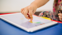 Kids using tablet for drawing : Some research says entertainment media (including TV) be avoided for infants and children under age 2 and cell phone radiation can harm your baby and may cause of ADHD