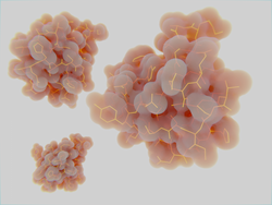 Insulin molecules. Insulin is a protein hormone that regulates the metabolism of carbohydrates and fats.   3d rendering