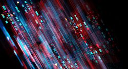 Block chain network concept, Distributed register technology, Block chain text and computer connection with background. Block chain network. 3D Rendering